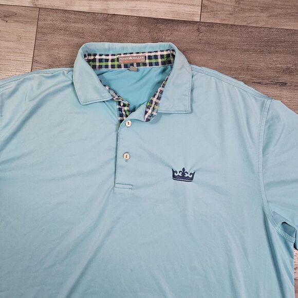 Peter Millar Summer Comfort Polo Golf Shirt Men's XL Golf Logo Blue Aqua - Picture 2 of 9